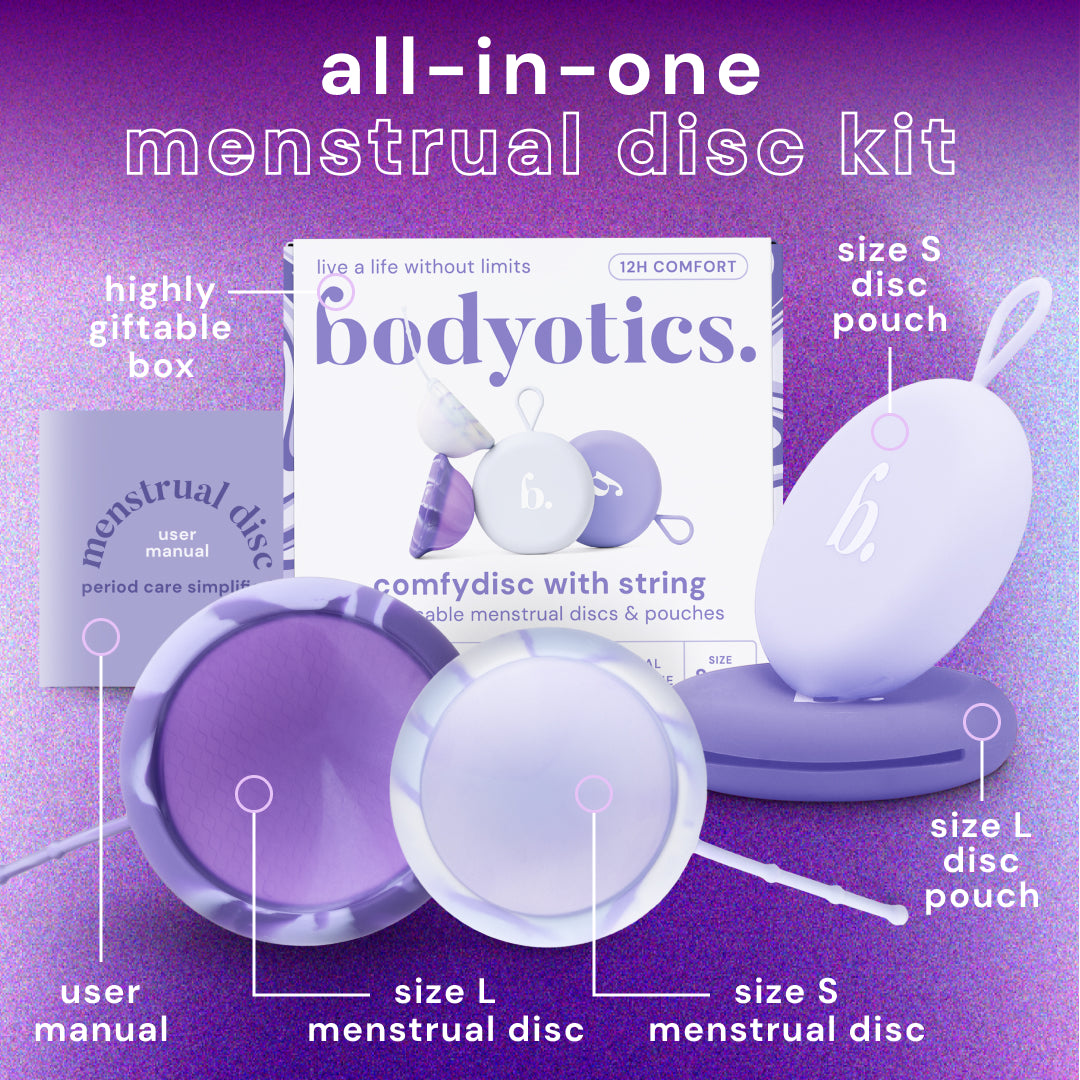 Reusable Menstrual Discs With Pull-Off String S & L - Comfydisc Purple & Lavender (2pcs)