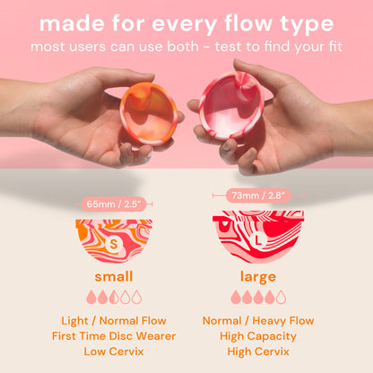 Reusable Menstrual Discs With Pull-Off Ring S & L - Comfydisc (2pcs)