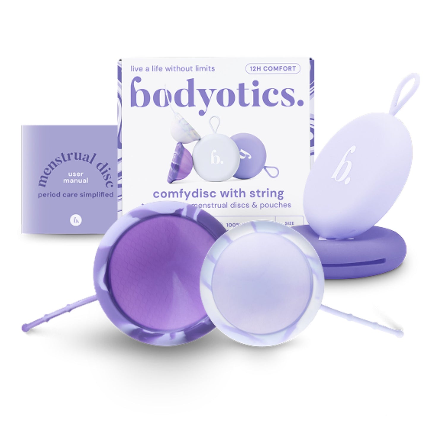 Reusable Menstrual Discs With Pull-Off String S & L - Comfydisc Purple & Lavender (2pcs)