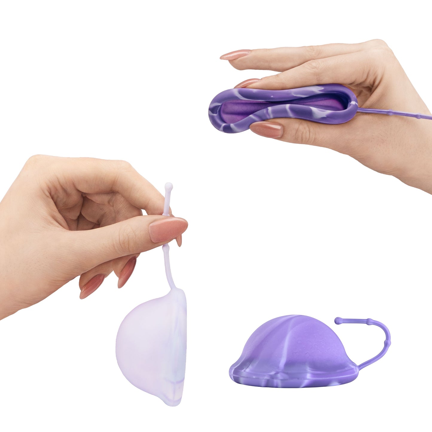 Reusable Menstrual Discs With Pull-Off String S & L - Comfydisc Purple & Lavender (2pcs)