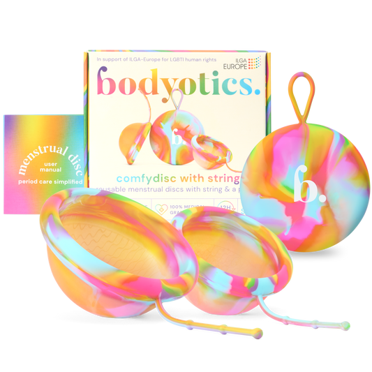 Reusable Menstrual Discs With Pull-Off String S & L - Rainbow Comfydisc (2pcs)