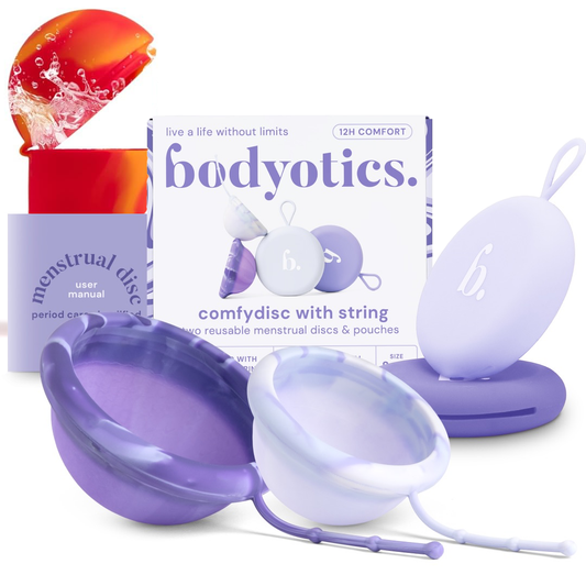 Reusable Menstrual Discs With Pull-Off String S & L with Steriliser Case Bundle - Comfydisc Purple & Lavender (2pcs) + Comfycase (1pc)