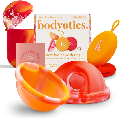 Reusable Menstrual Discs With Pull-Off Ring S & L with Steriliser Case Bundle - Comfydisc (2pcs) + Comfycase (1pc)