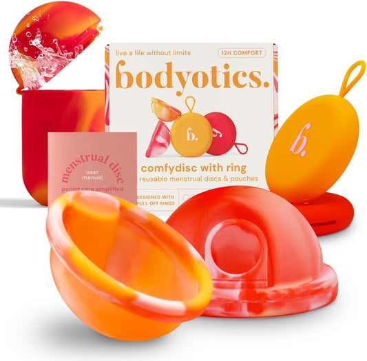 Reusable Menstrual Discs With Pull-Off Ring S & L with Steriliser Case Bundle - Comfydisc (2pcs) + Comfycase (1pc)